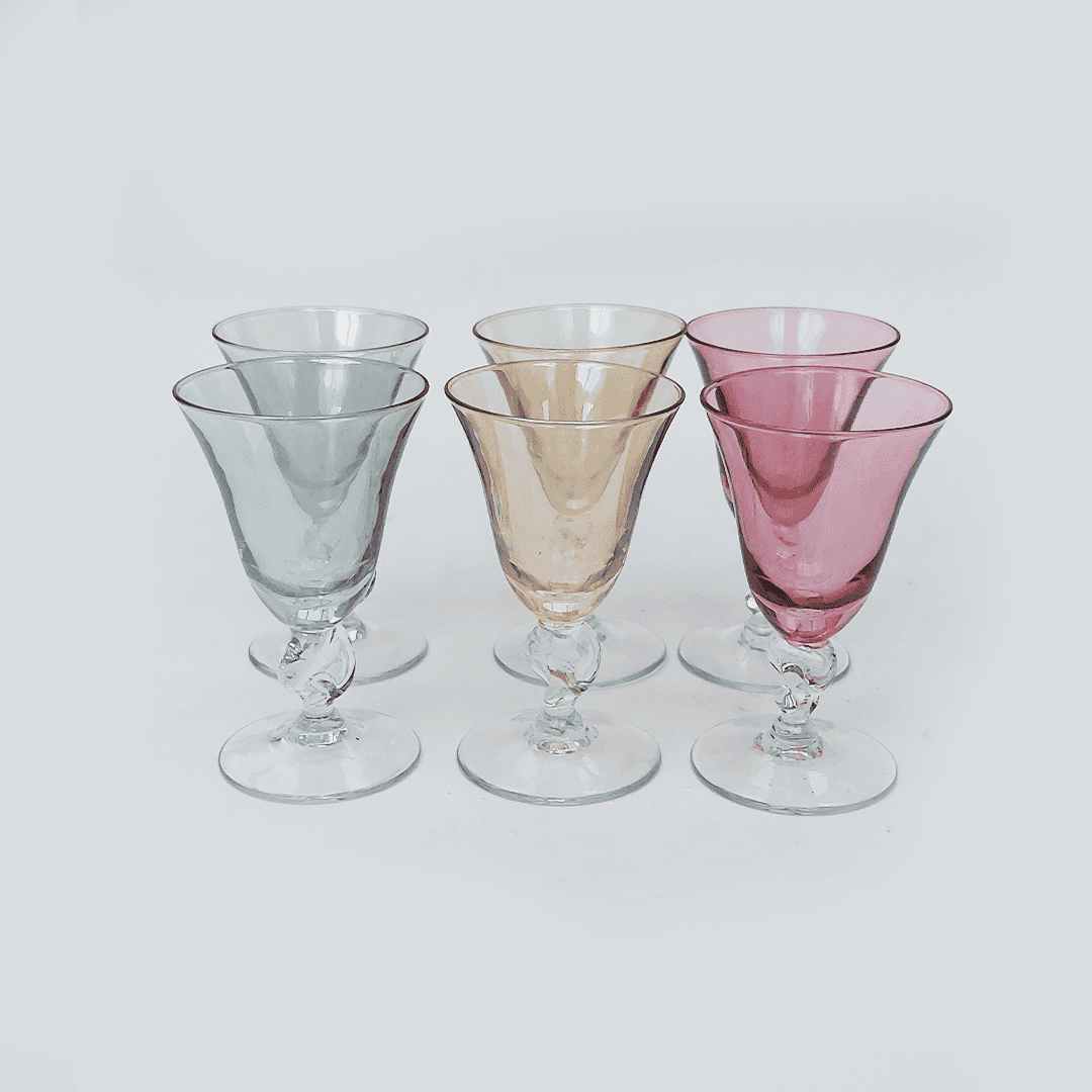 Digestif Glas Muranoglas Orange, Lila, Grau, Jade