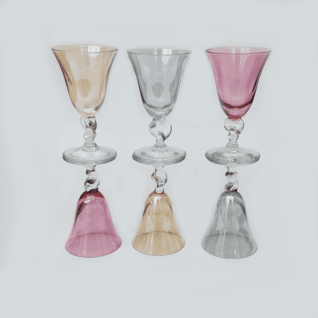 Digestif Glas Muranoglas Orange, Lila, Grau, Jade