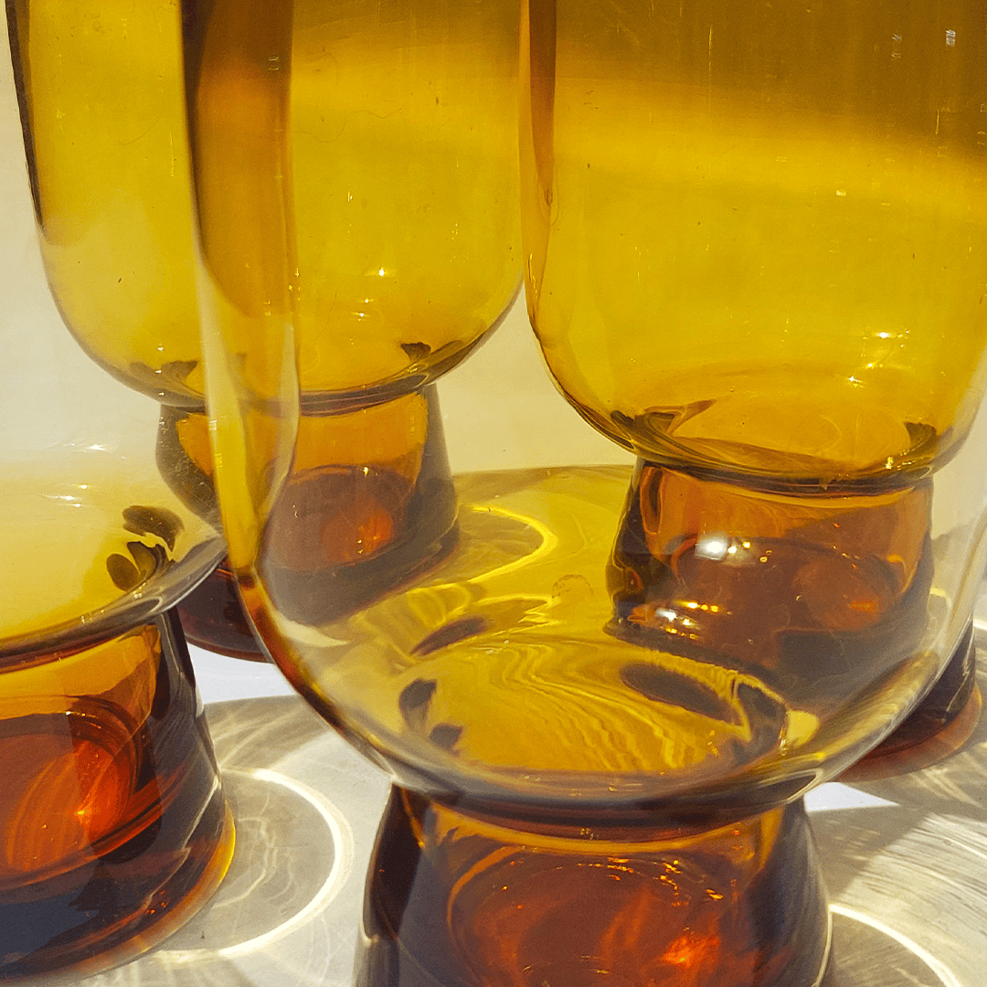 Vintage Glass Seventies Amber Glass