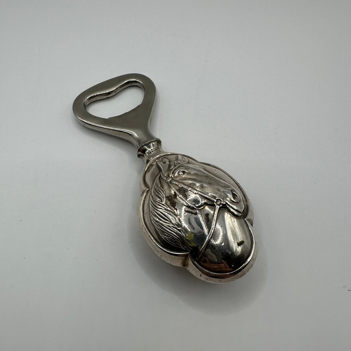 Vintage Flaschenöffner Pferdekopf 925er Silber massiv und detailliert