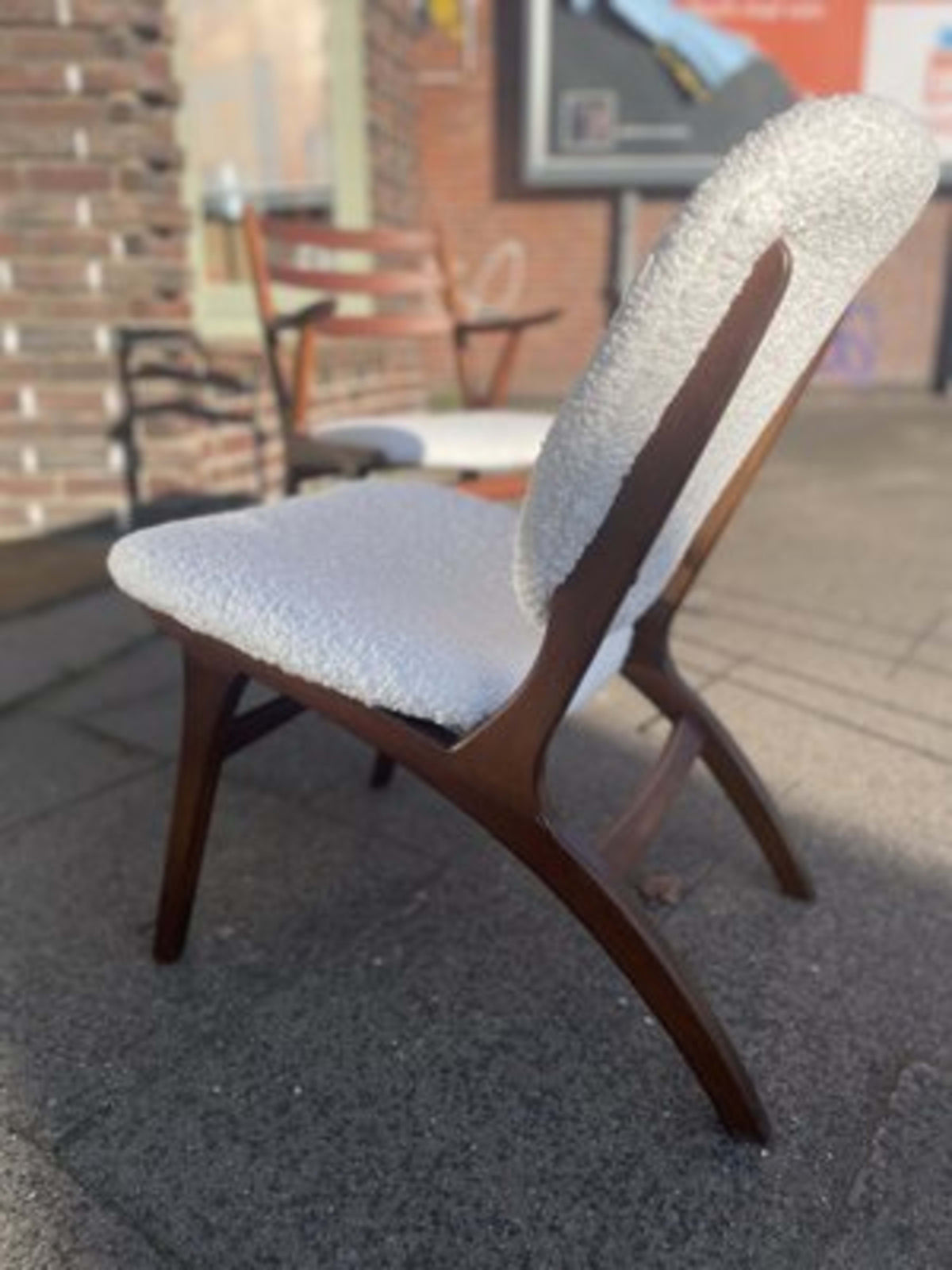 Vintage Sessel Set von 2 für Eiche und Buche Elfenbeinfarben Rotbraun