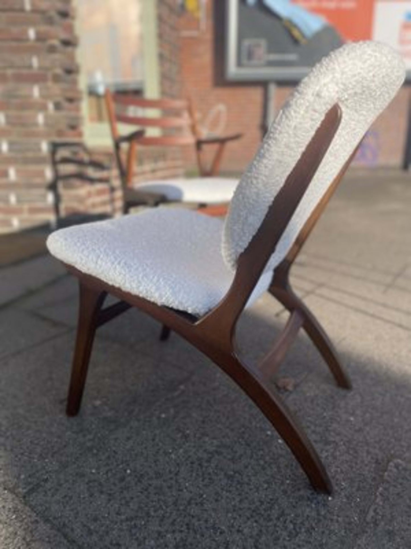 Vintage Sessel Set von 2 für Eiche und Buche Elfenbeinfarben Rotbraun