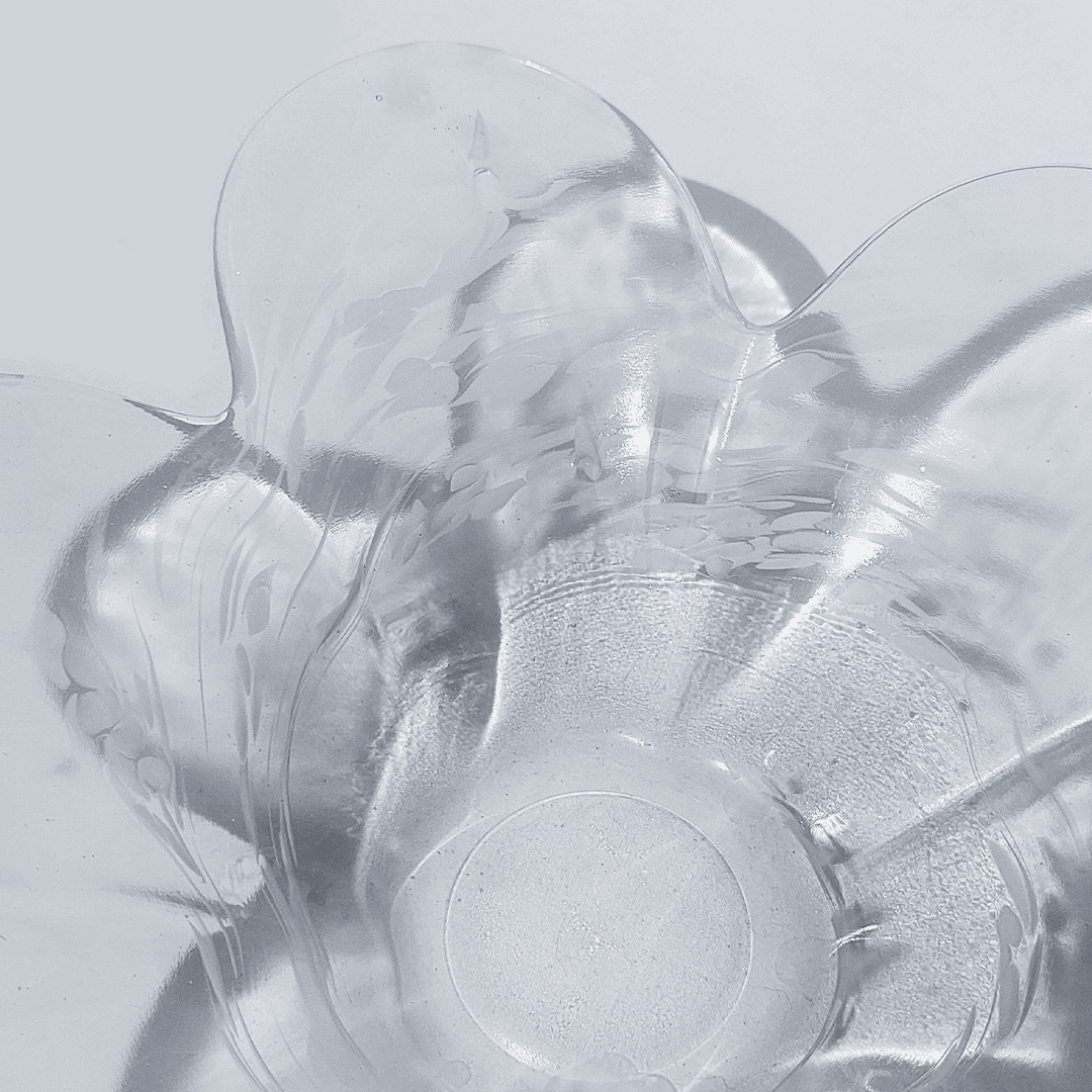 Vintage bowl Fleur transparent and white