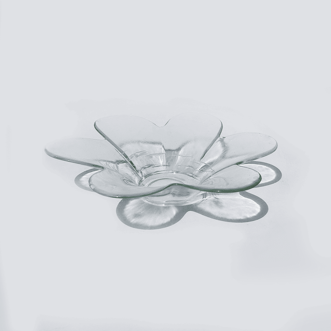 Vintage bowl Fleur transparent and white