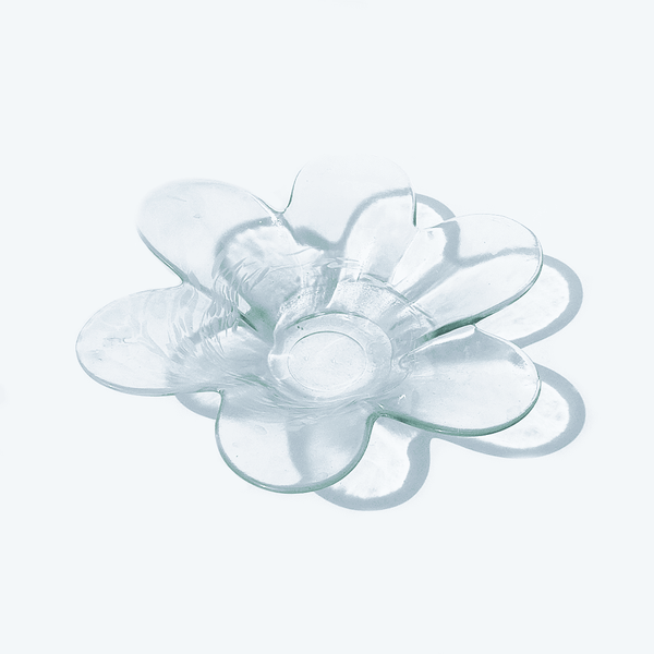 Vintage bowl Fleur transparent and white