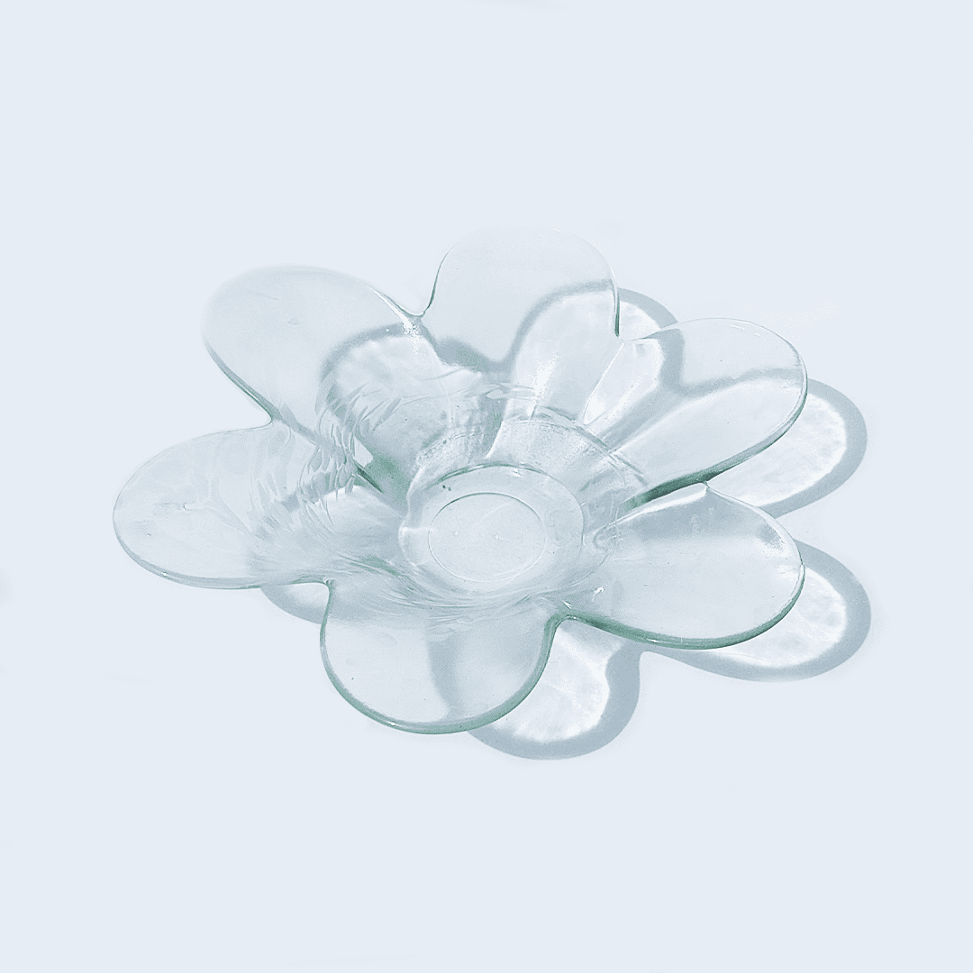Vintage bowl Fleur transparent and white