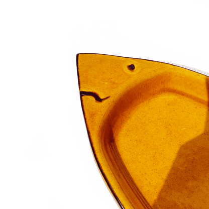 Bol vintage en verre en forme de poisson ocre jaune