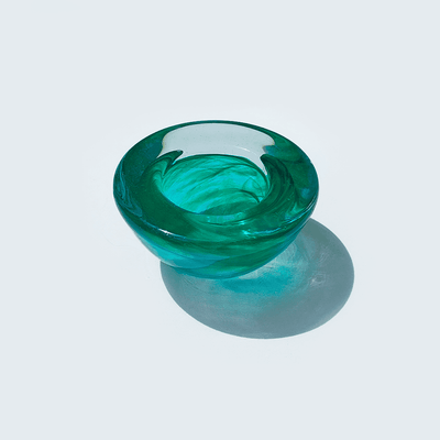 Kerzenhalter Aqua aus Marmorglas türkis