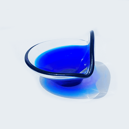 Vintage bowl marine glass transparent blue