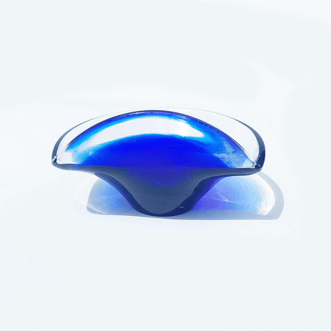 Vintage bowl marine glass transparent blue
