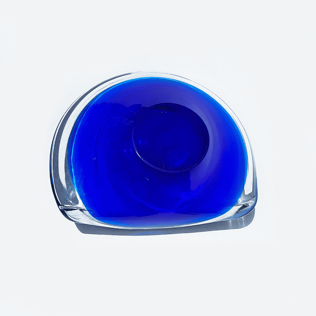 Vintage bowl marine glass transparent blue