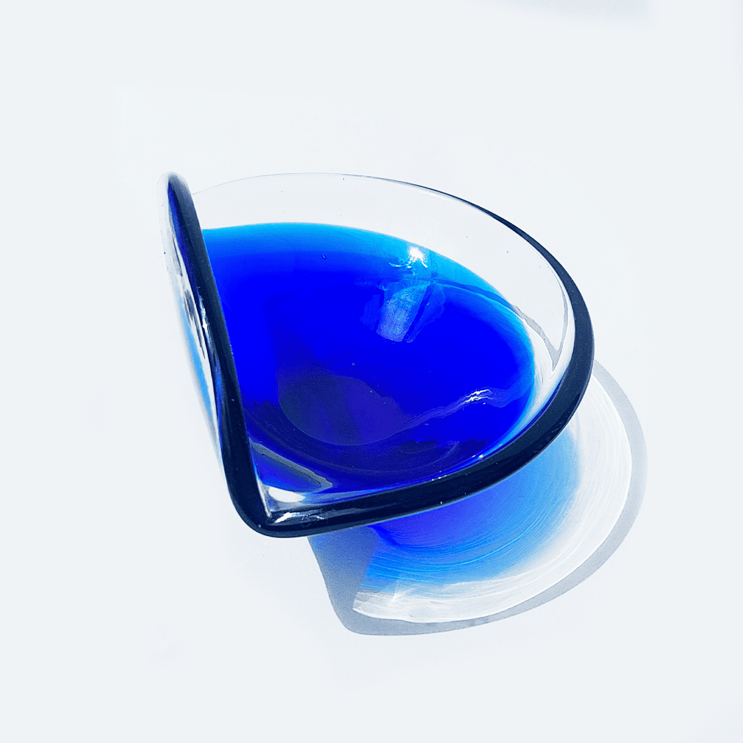 Vintage bowl marine glass transparent blue