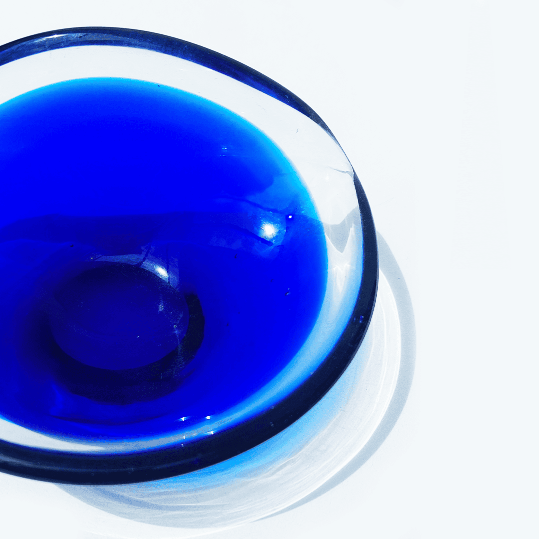 Vintage bowl marine glass transparent blue