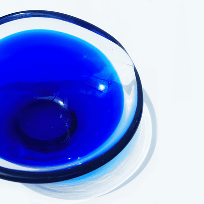 Vintage bowl marine glass transparent blue