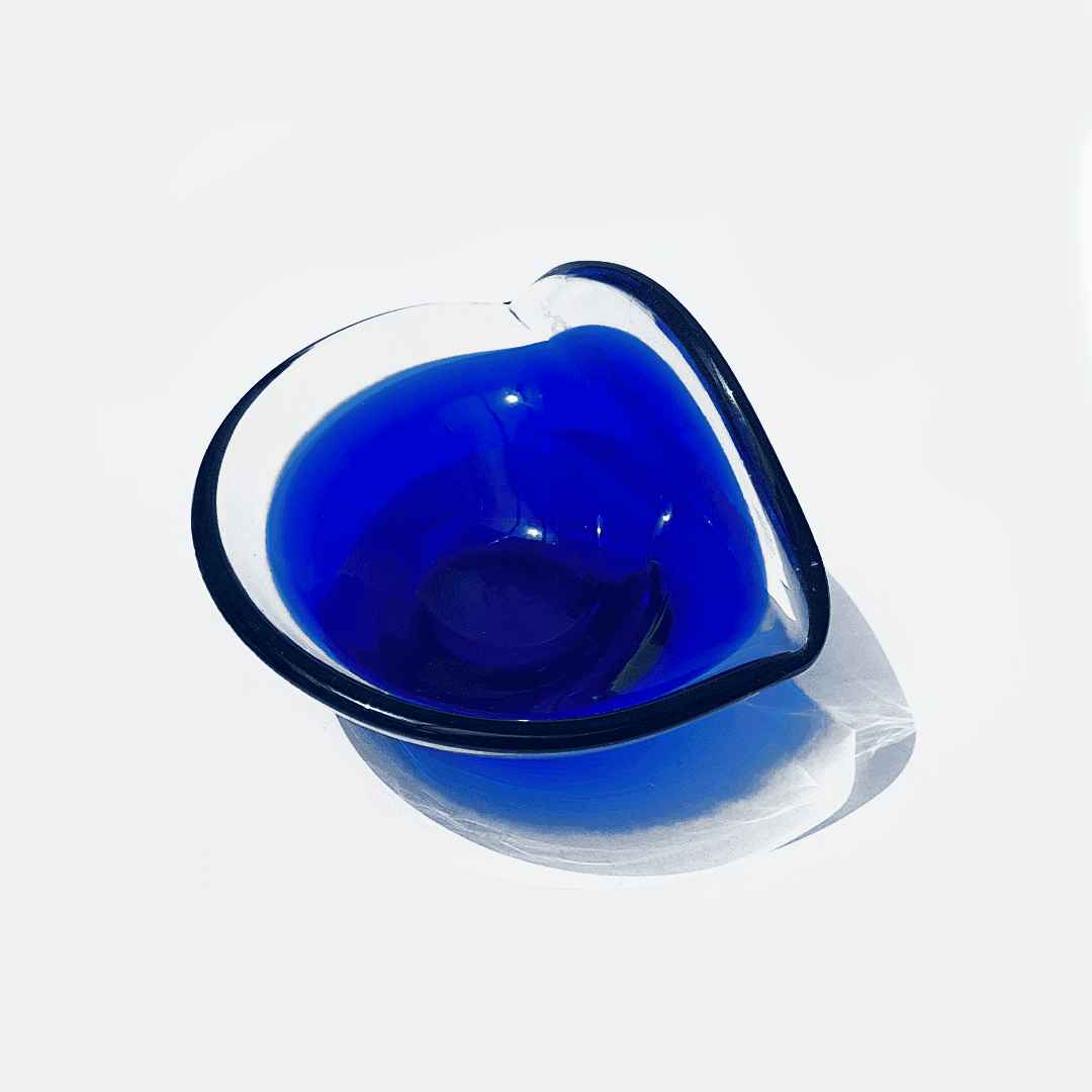 Vintage bowl marine glass transparent blue