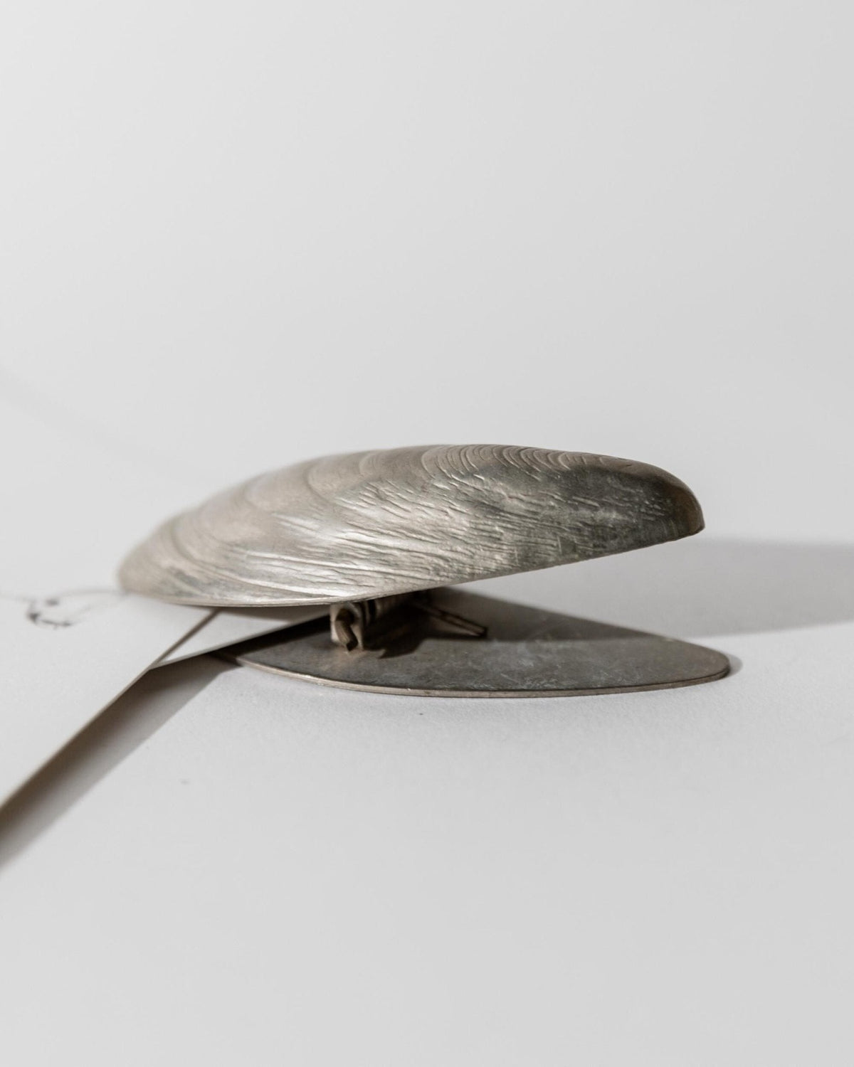 Vintage Papierklammer Muschelform aus Silber, um 1900