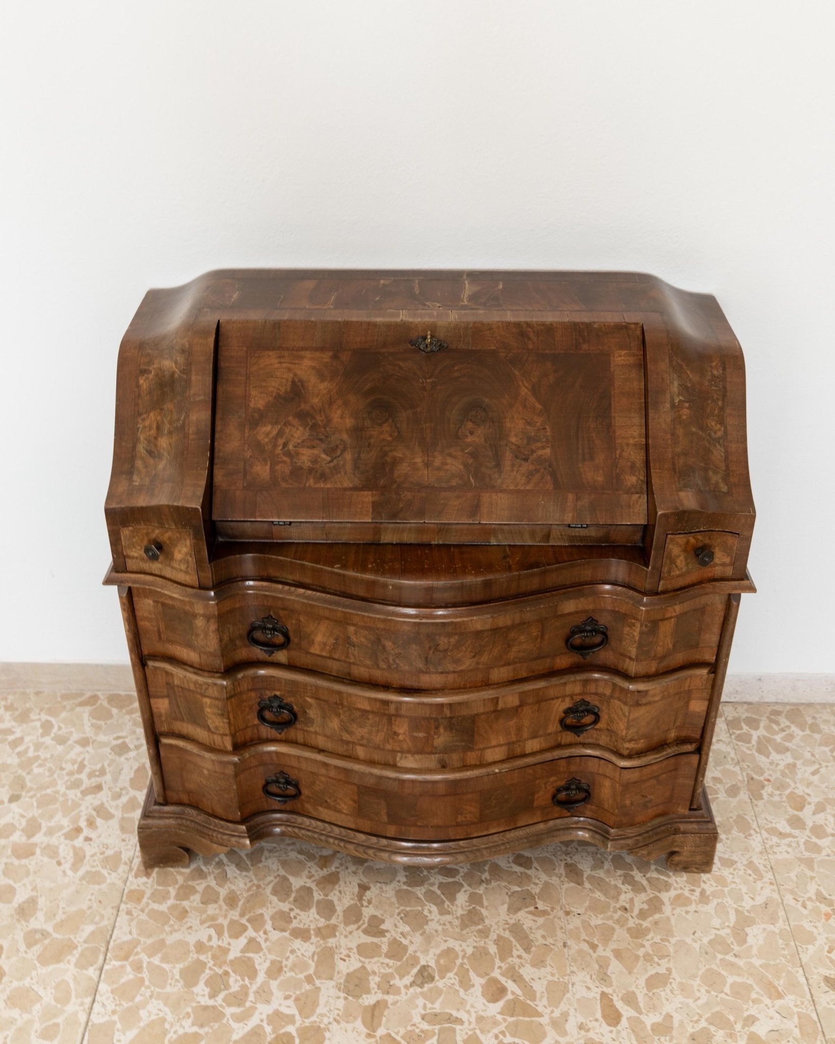 Vintage Sekretär Venezianisch aus Nussbaumholz, ca. 1900