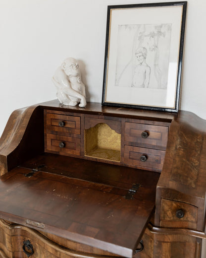 Vintage Sekretär Venezianisch aus Nussbaumholz, ca. 1900