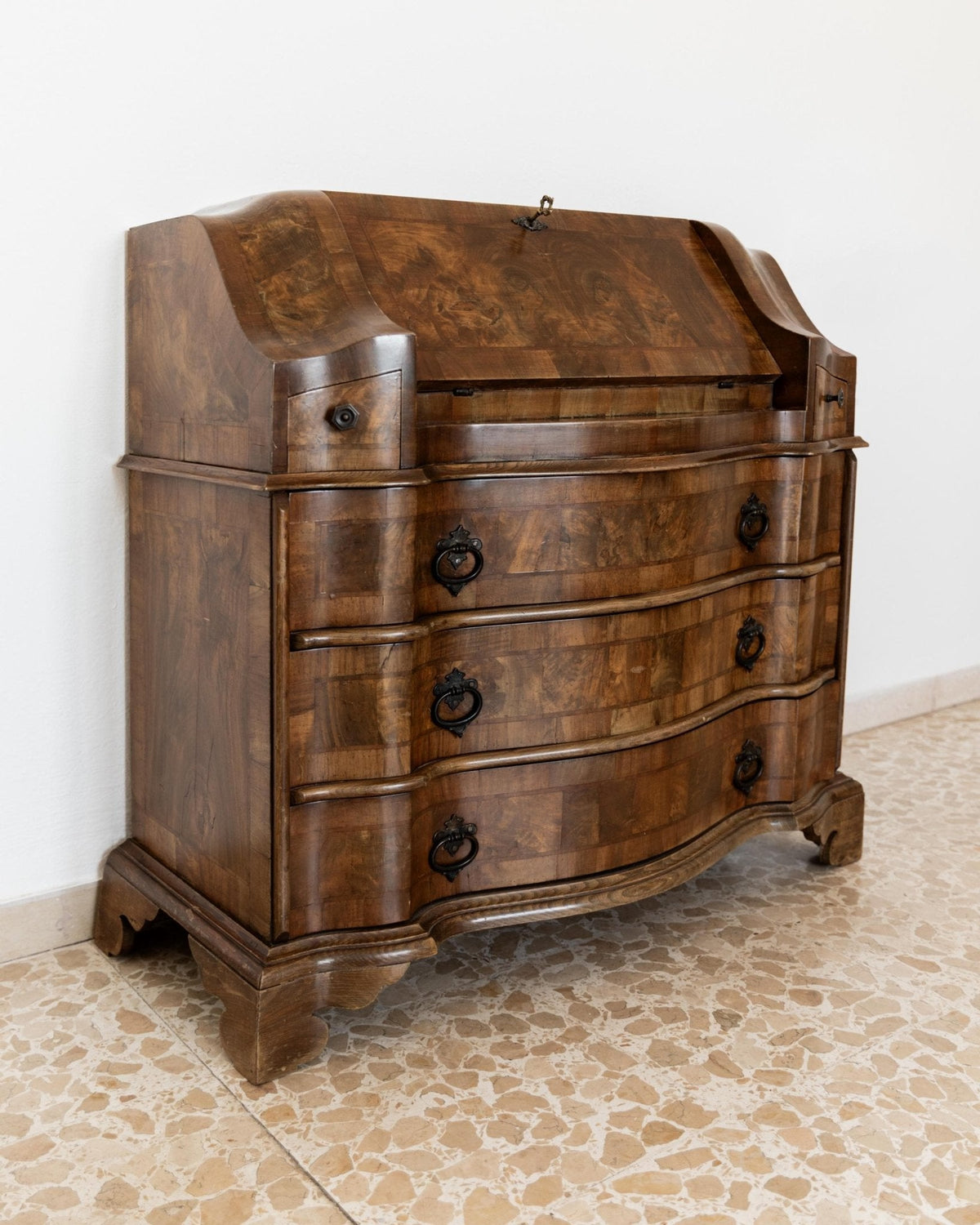 Vintage Sekretär Venezianisch aus Nussbaumholz, ca. 1900