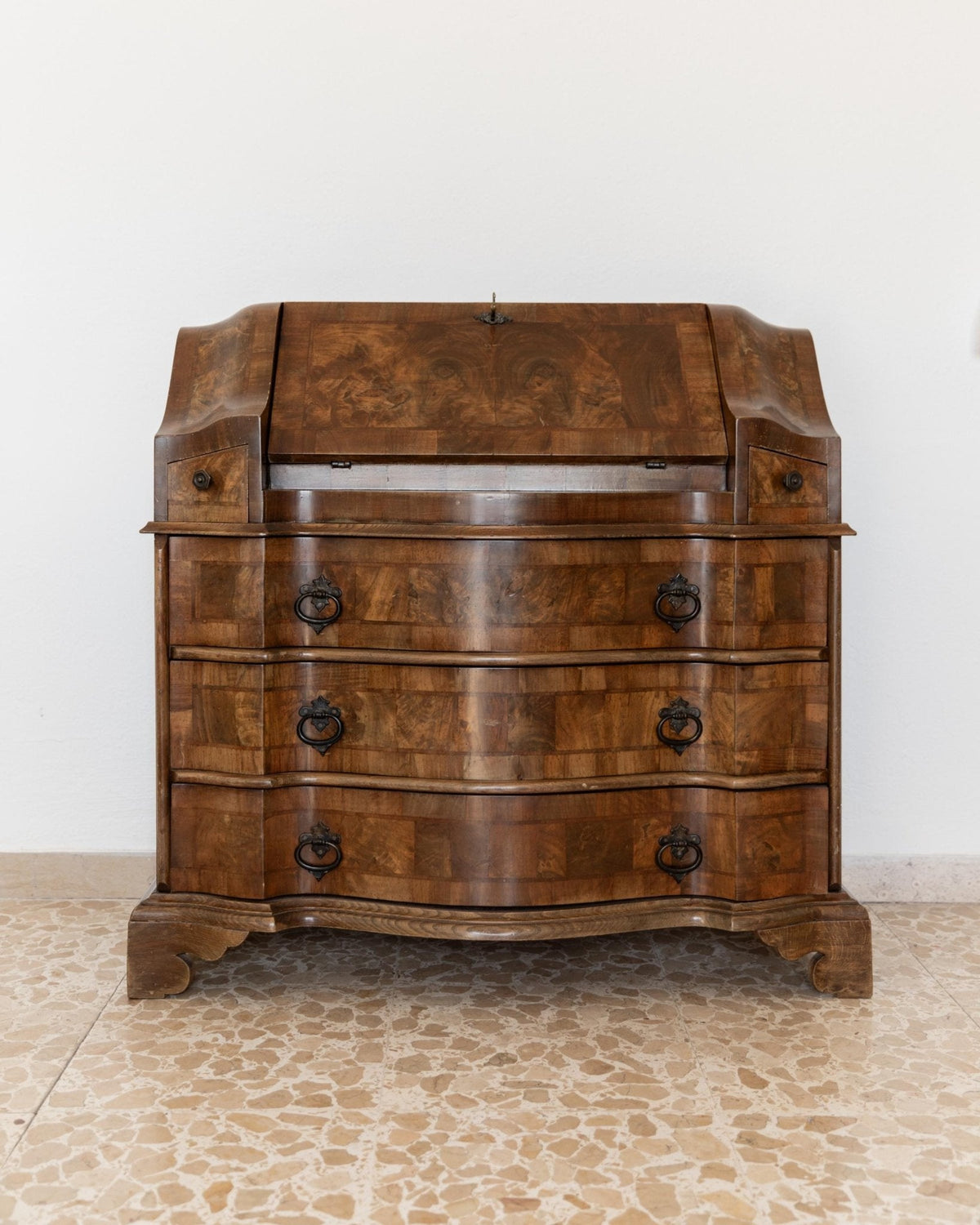 Vintage Sekretär Venezianisch aus Nussbaumholz, ca. 1900