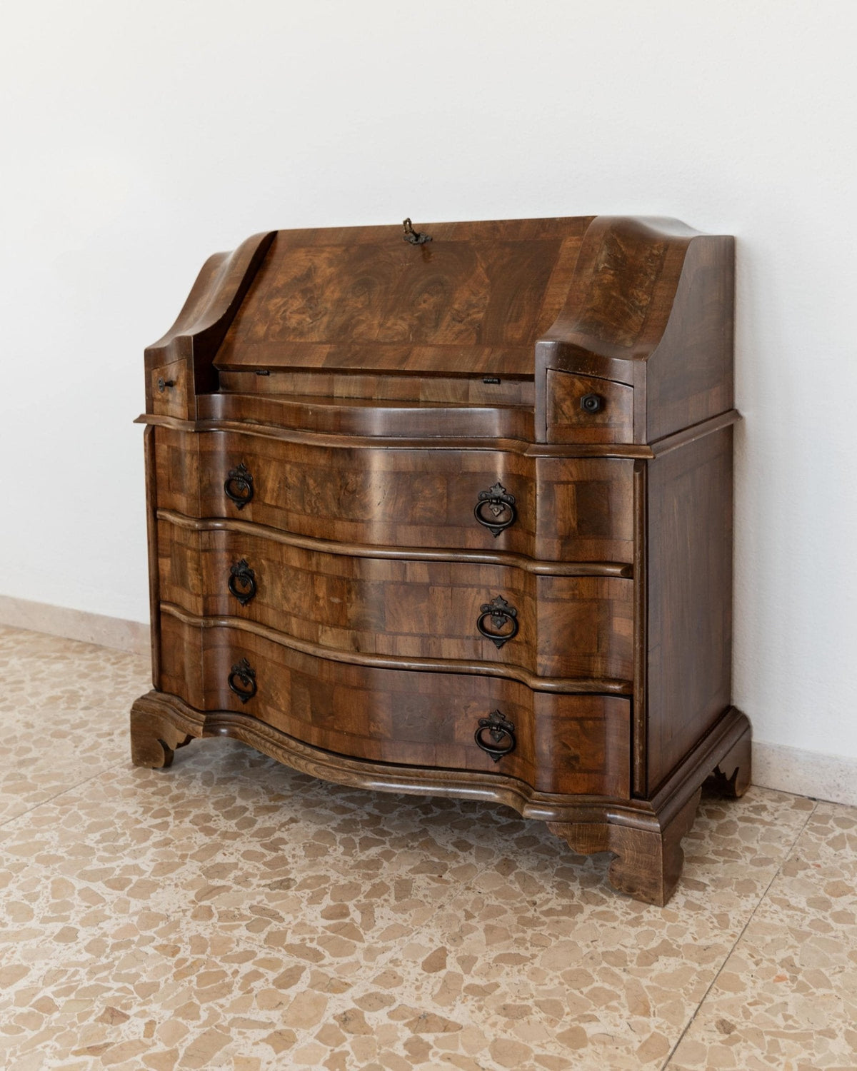 Vintage Sekretär Venezianisch aus Nussbaumholz, ca. 1900