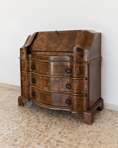 Vintage Sekretär Venezianisch aus Nussbaumholz, ca. 1900