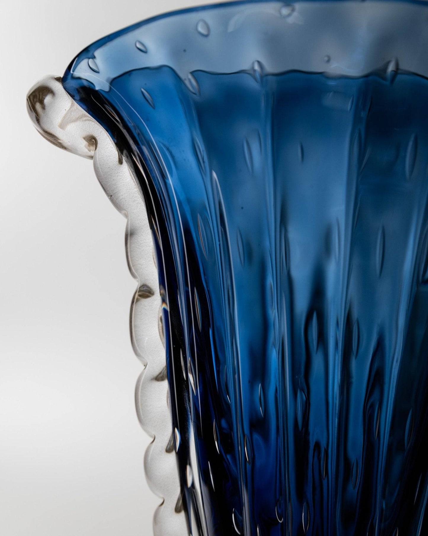 Vintage Murano Glasvase von Barovier, Royalblau mit Gold