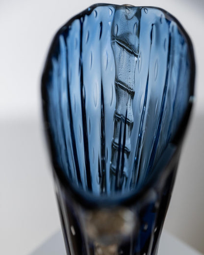 Vintage Murano Glasvase von Barovier, Royalblau mit Gold