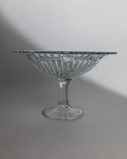 Vintage Kompottschale Pressed Glass mit Medaillonrelief von Olivia Zabkowice Glass