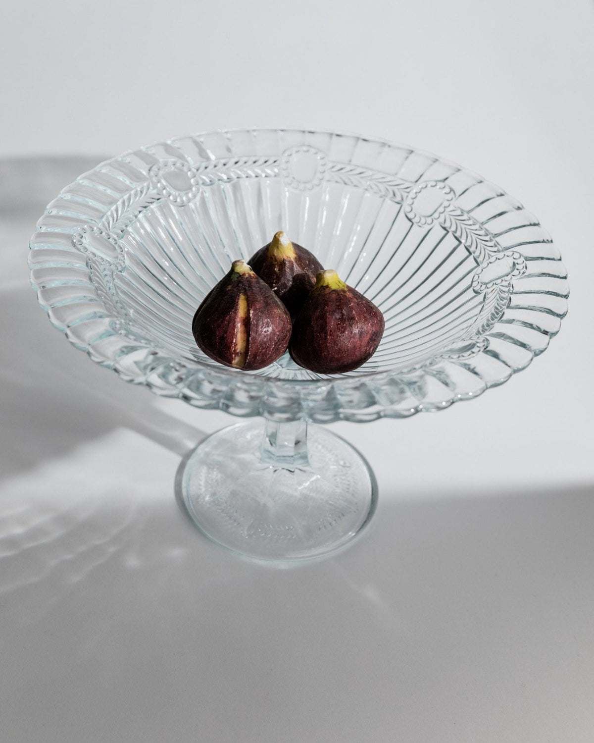 Vintage Kompottschale Pressed Glass mit Medaillonrelief von Olivia Zabkowice Glass