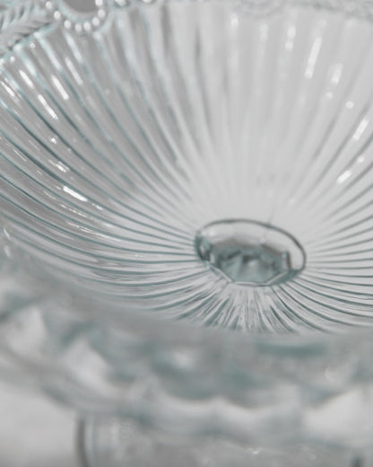 Vintage Kompottschale Pressed Glass mit Medaillonrelief von Olivia Zabkowice Glass