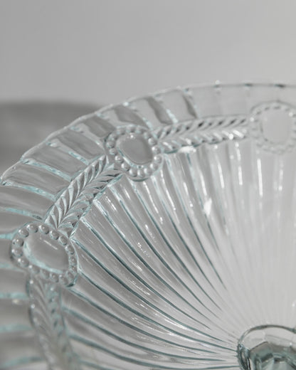 Vintage Kompottschale Pressed Glass mit Medaillonrelief von Olivia Zabkowice Glass