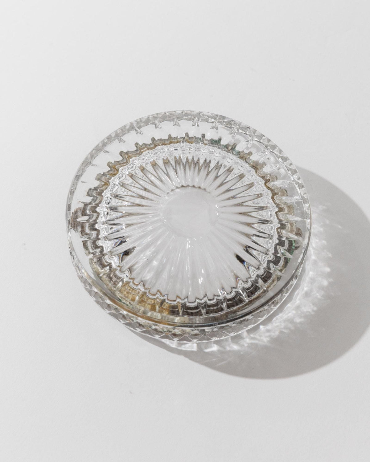 Vintage Aschenbecher Kristallglas rund mit versilbertem Rand