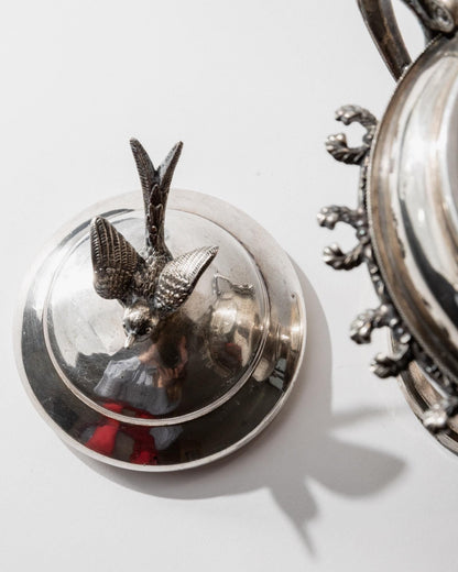 Vintage Deckelschale von Warren Rogers für Warren Rogers Silber Patina Dekoration