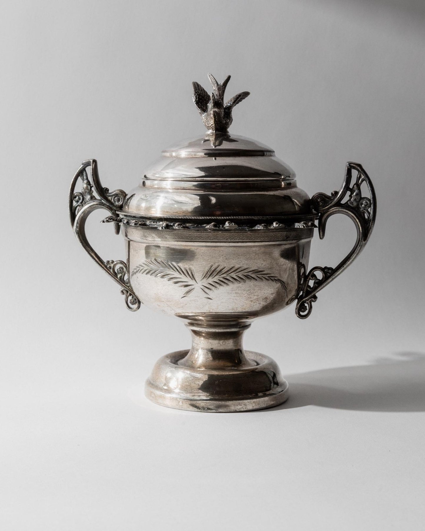 Vintage Deckelschale von Warren Rogers für Warren Rogers Silber Patina Dekoration