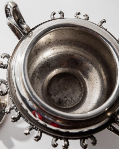 Vintage Deckelschale von Warren Rogers für Warren Rogers Silber Patina Dekoration