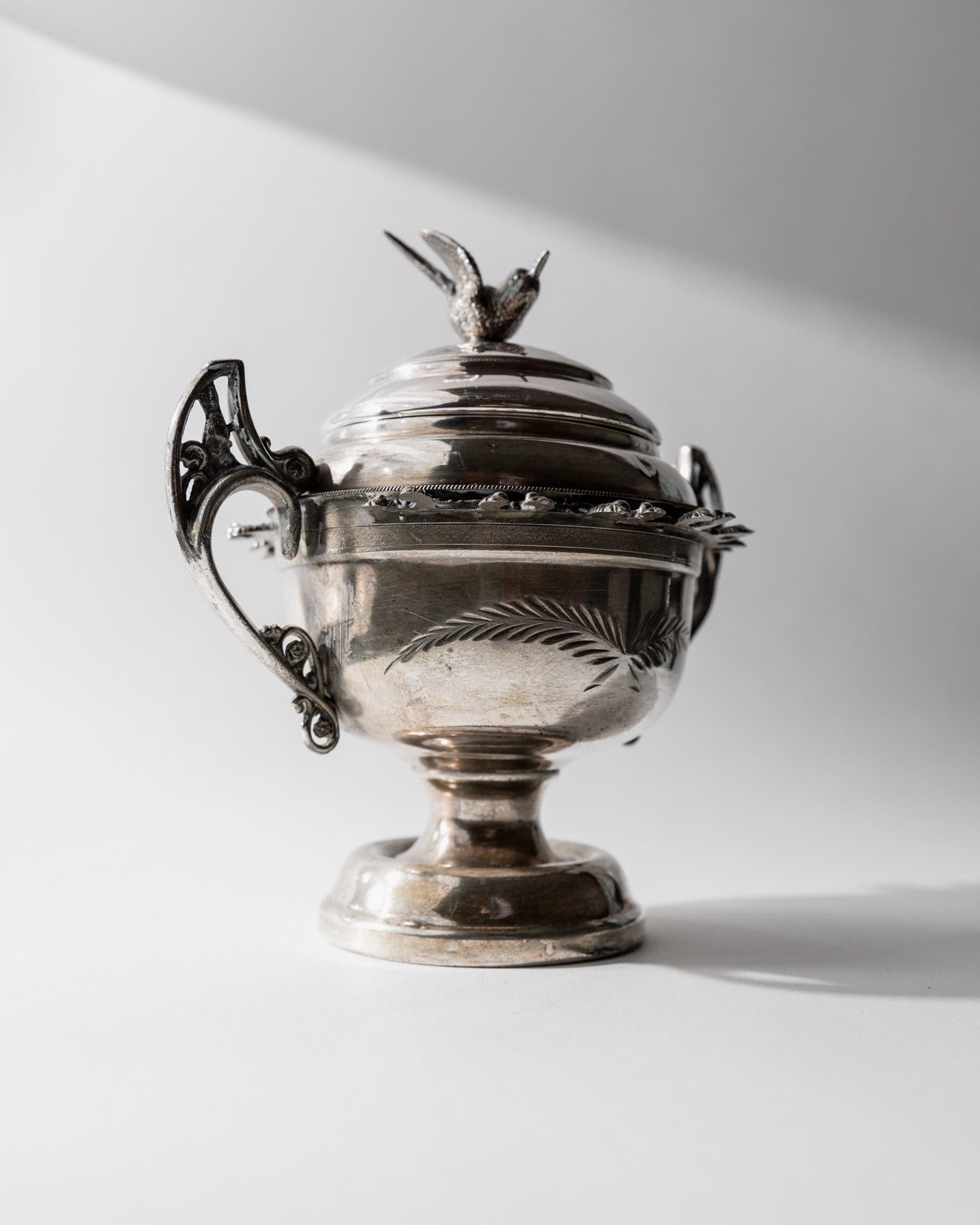 Vintage Deckelschale von Warren Rogers für Warren Rogers Silber Patina Dekoration