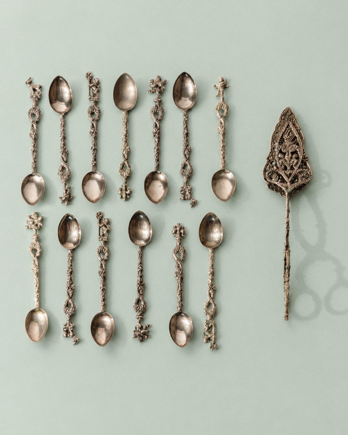 Vintage Besteck-Set 14-teilig, versilbert, Italien 1930er