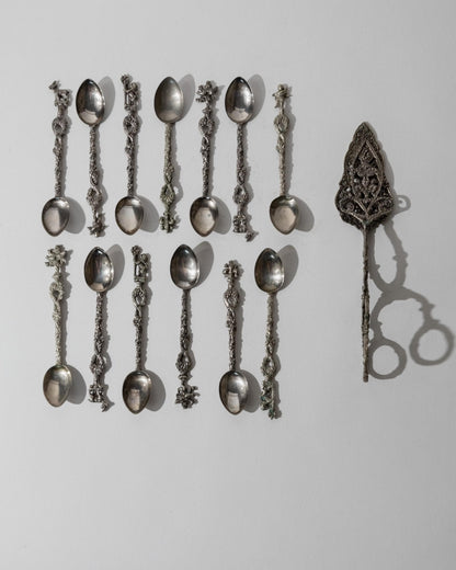 Vintage Besteck-Set 14-teilig, versilbert, Italien 1930er