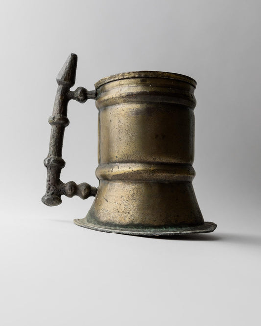 Vintage Bierkrug oder Vase Messing Patina goldfarben Dekoration