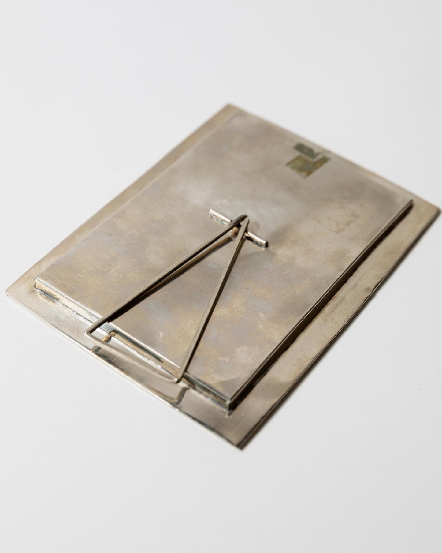 Vintage Bilderrahmen aus Alpaka Silber mit Perlmutt Details, 1950er