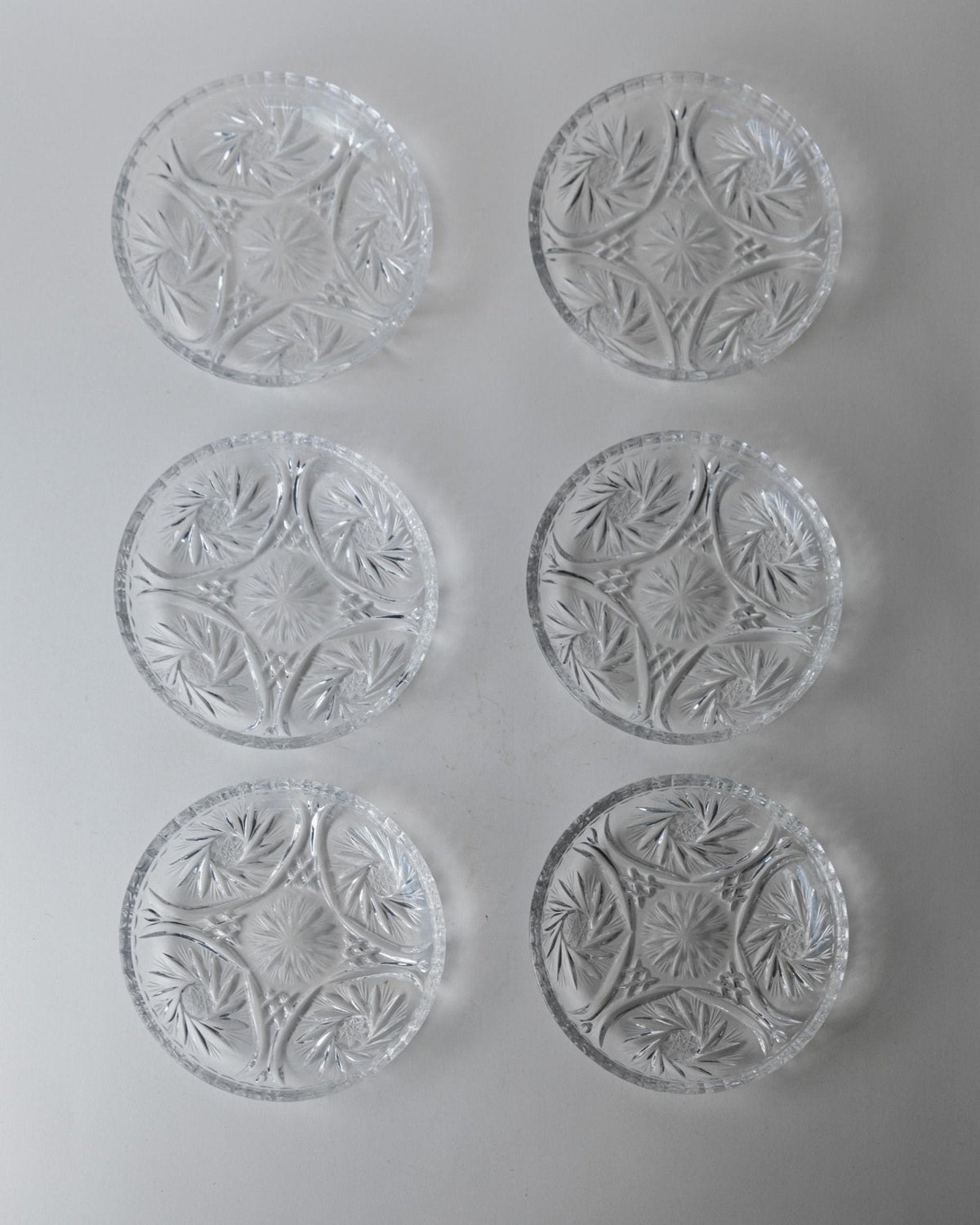 Set von 6 Vintage Kristallteller von Dresdener Crystal
