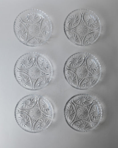 Set von 6 Vintage Kristallteller von Dresdener Crystal