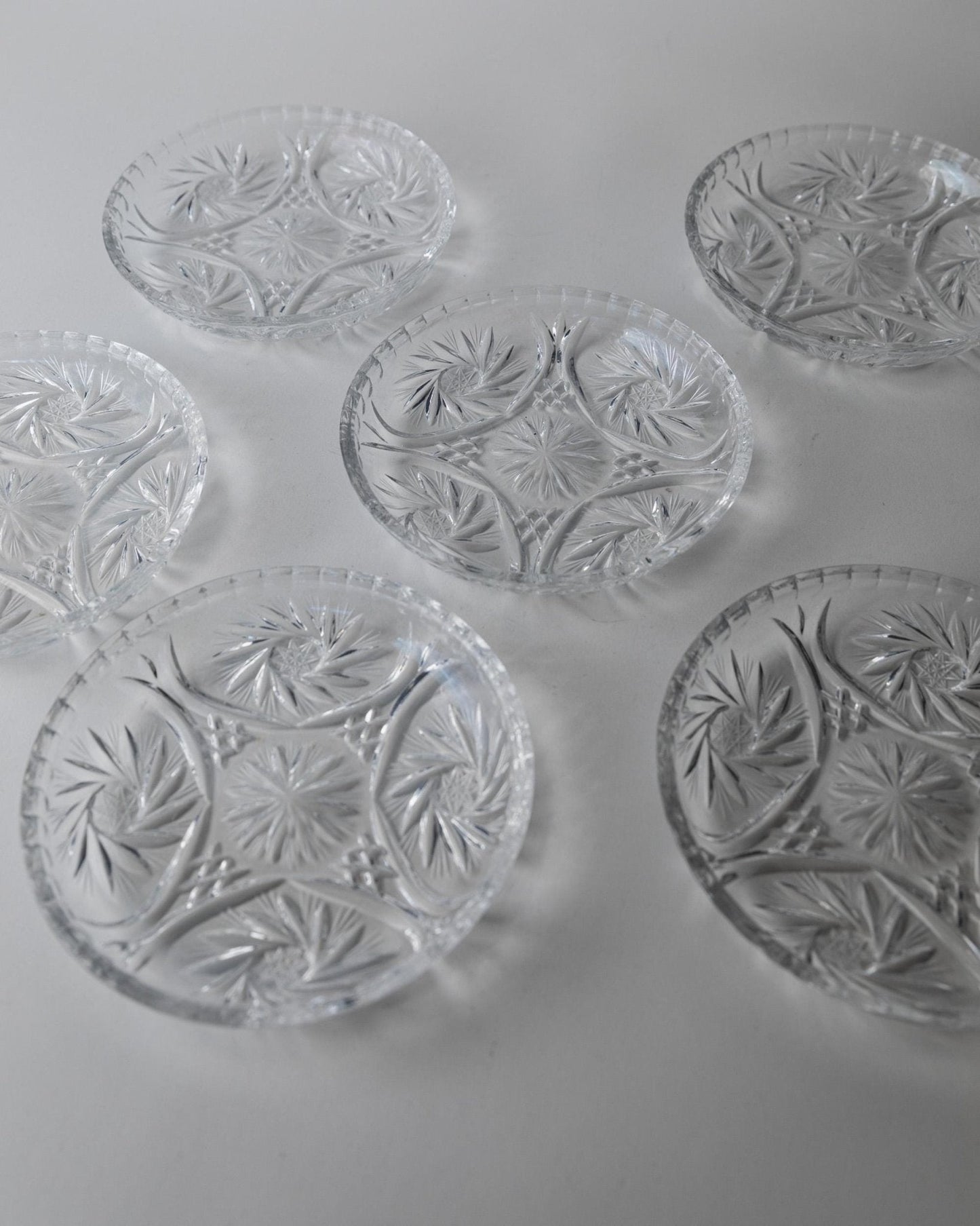 Set von 6 Vintage Kristallteller von Dresdener Crystal