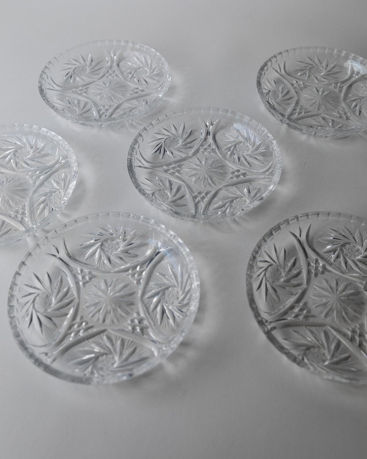 Set von 6 Vintage Kristallteller von Dresdener Crystal