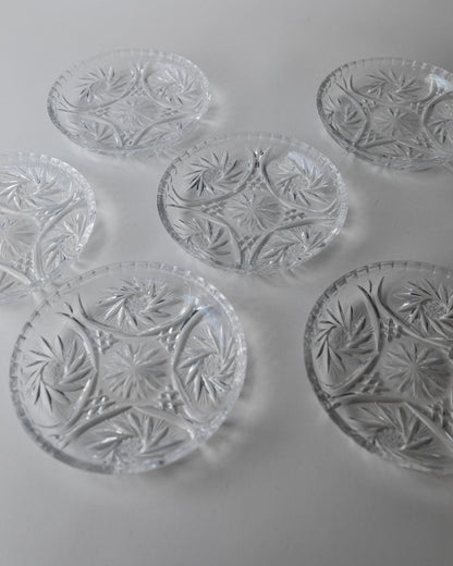 Set von 6 Vintage Kristallteller von Dresdener Crystal