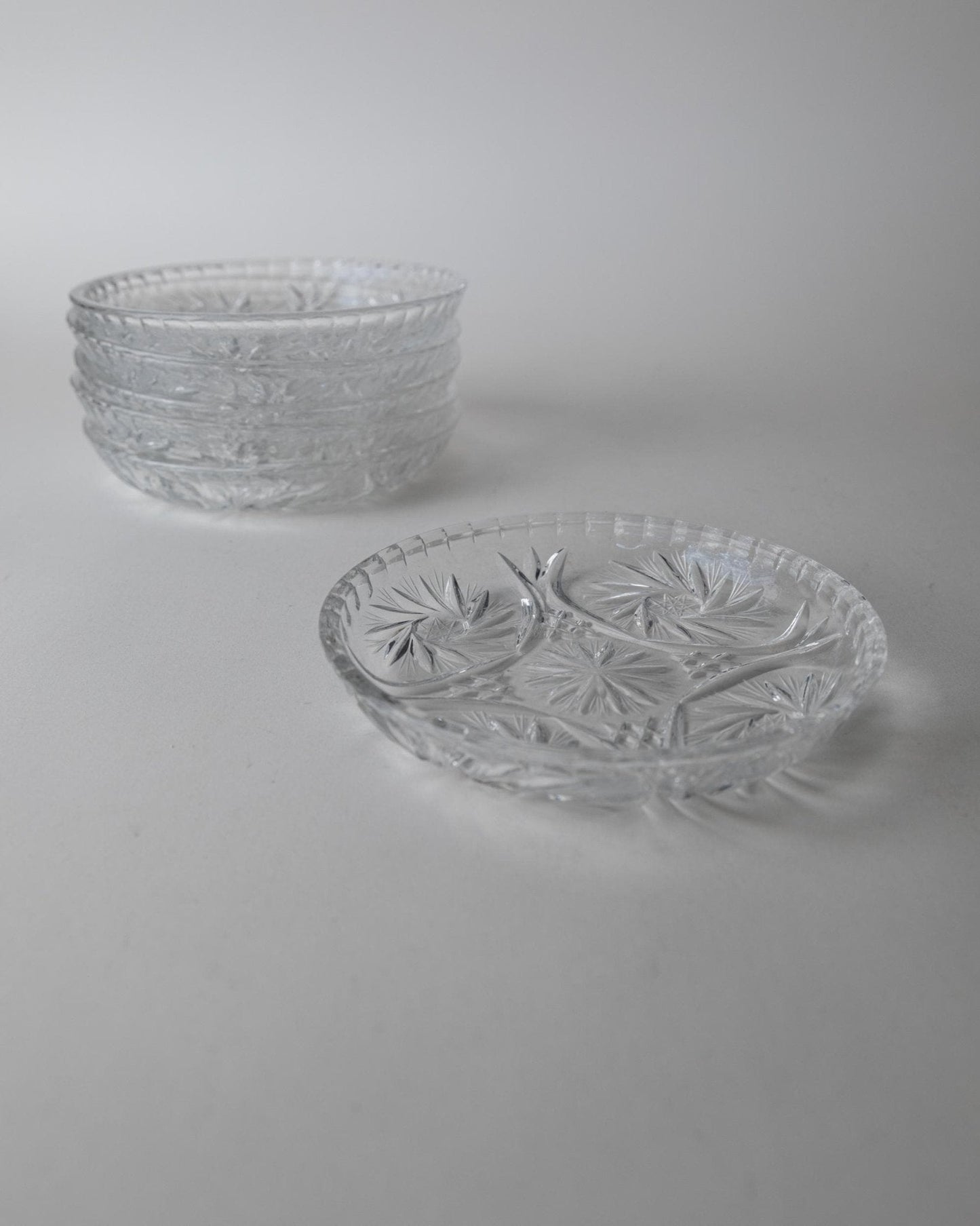 Set von 6 Vintage Kristallteller von Dresdener Crystal