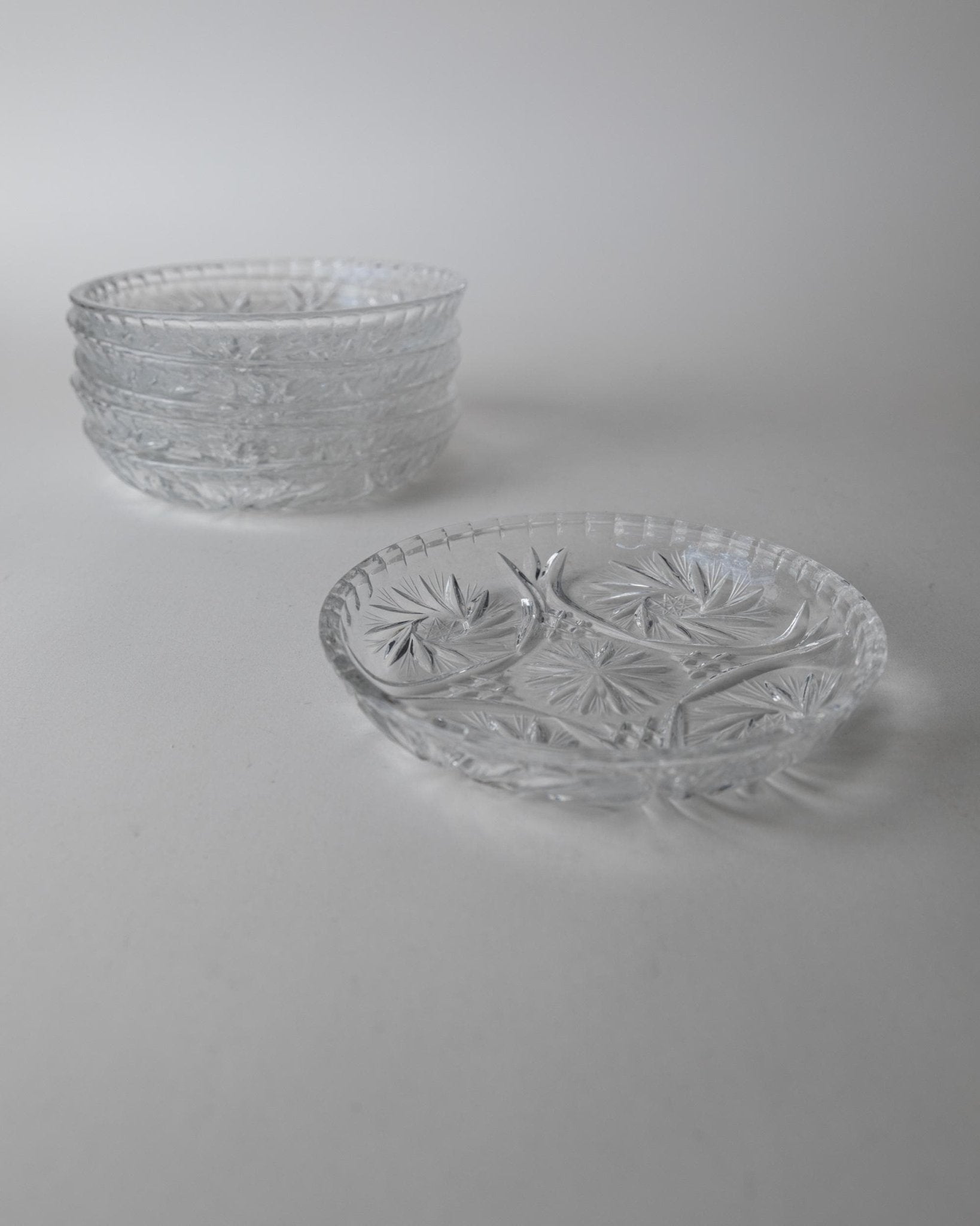 Set von 6 Vintage Kristallteller von Dresdener Crystal