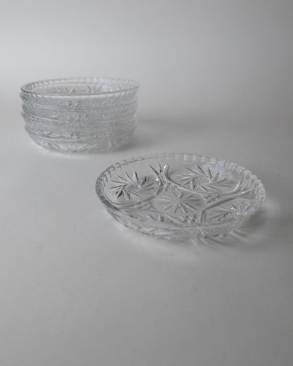 Set von 6 Vintage Kristallteller von Dresdener Crystal