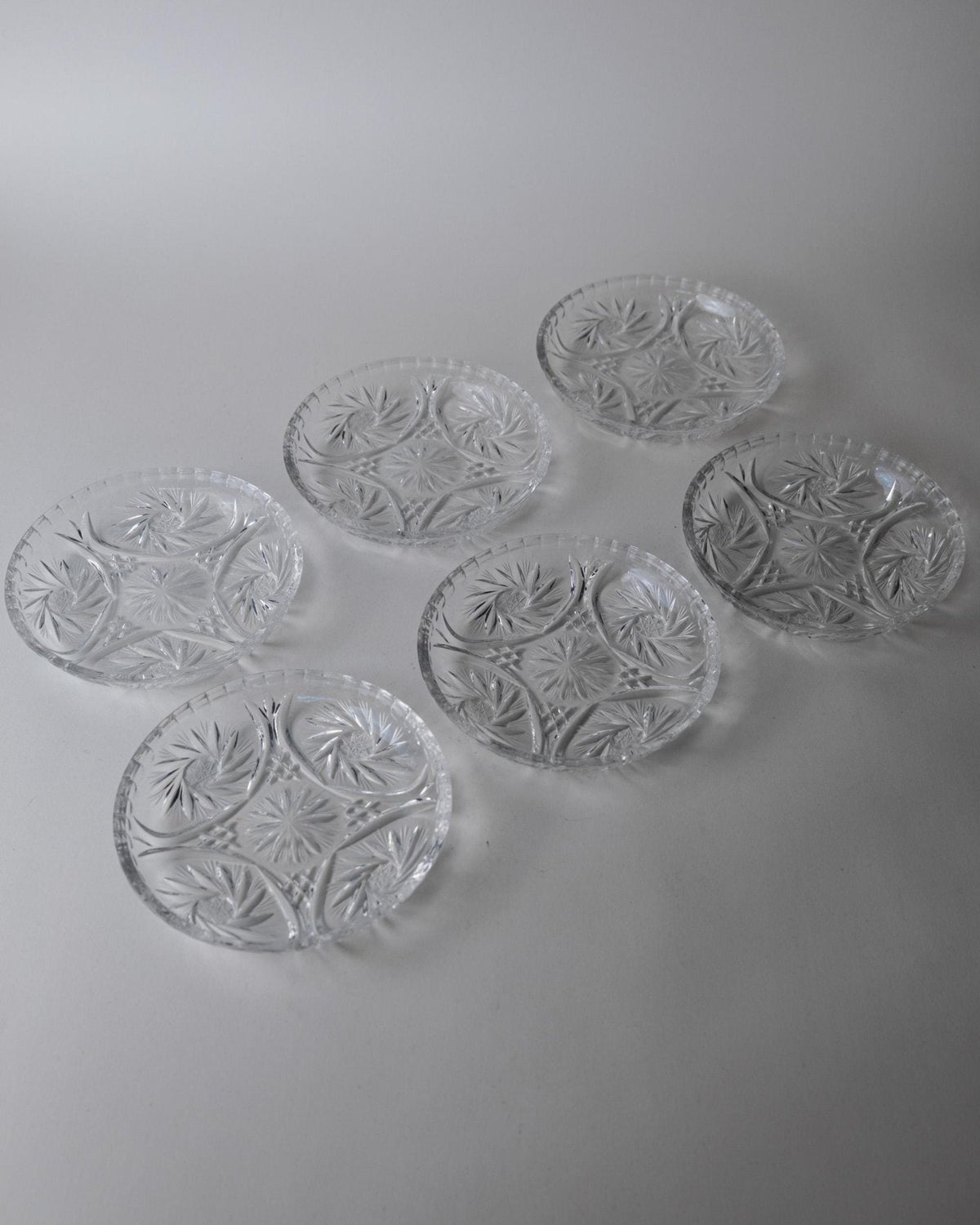 Set von 6 Vintage Kristallteller von Dresdener Crystal